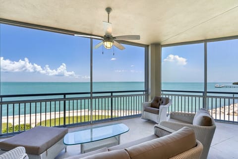 The lanai offers a shaded spot to sit outside.