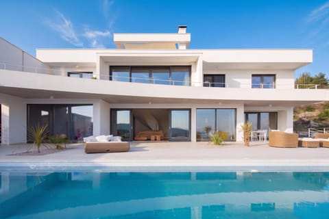 Luxury Villa, 4 Bedrooms, Fireplace, Mountainside (Villa Mayan – Luxury Sea View) | Pool
