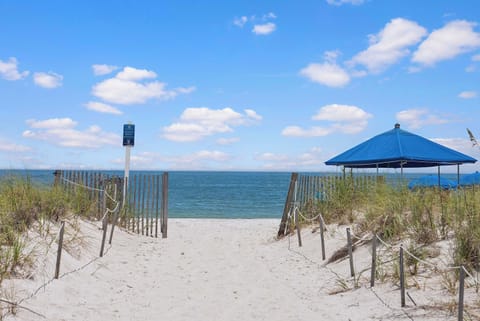 The dedicated beach-access path leads through the dunes and directly toward the Gulf.