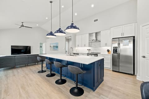 Large kitchen island with seating for four