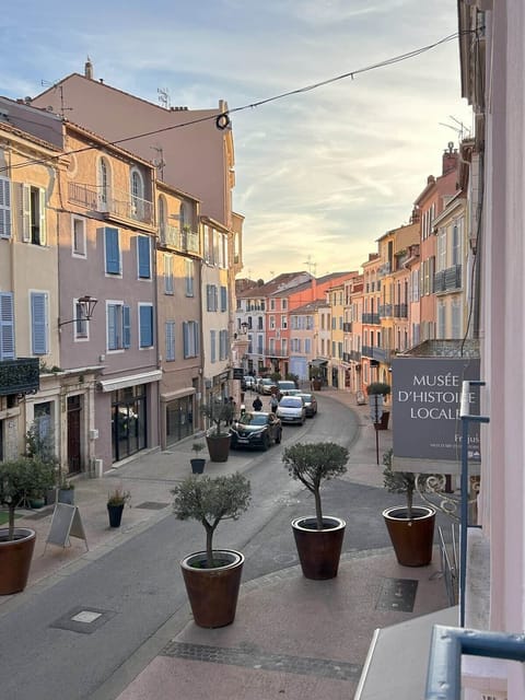 View from living room balcony looking down the one way street
