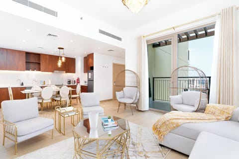Superior Apartment, Partial Ocean View | Living area | 55-inch flat-screen TV with digital channels