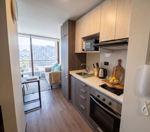 Apartment, 1 Bedroom | Private kitchen | Fridge, microwave, oven, cookware/dishes/utensils