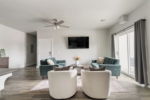 Bright modern lounge with stylish seating and natural light