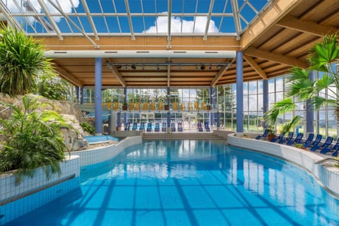2 indoor pools, seasonal outdoor pool, sun loungers