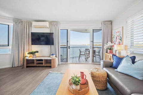 Waterfront apartment overlooking Pumicestone Passage with sweeping coastal views