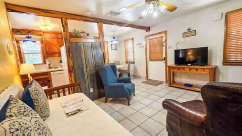 Recharge in Shiner Suite’s charming living room area & enjoy a movie night at home​