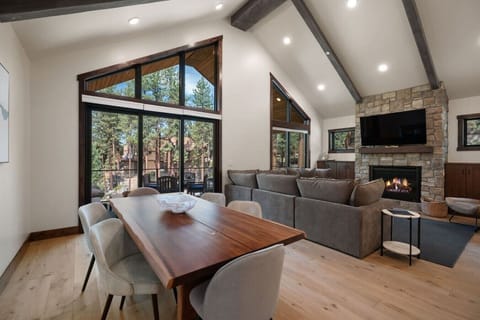 Our large, open concept living room with vaulted ceilings