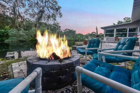 Your private fire pit is constantly updated with more fire wood.