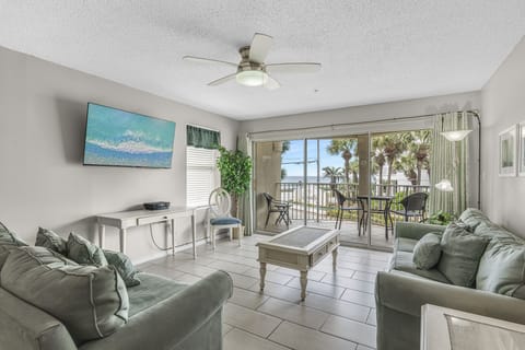 Living area with sliding doors to a private balcony