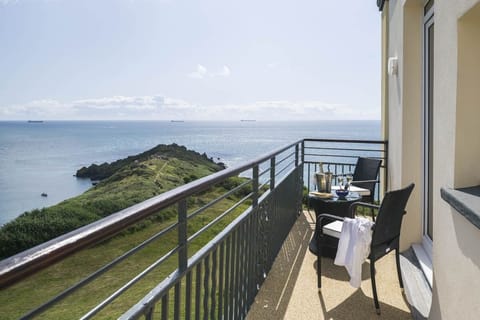 Balcony with panoramic sea views at Epic View apartment in Coverack Cornwall with Forever Cornwall