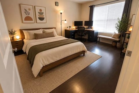 room, indoor, bed, private space, television, desk