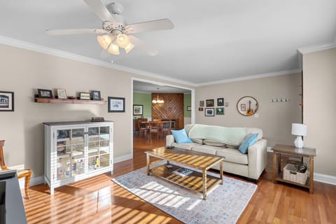 Kick back on the plush sofa after a lively day in downtown Nashville.
