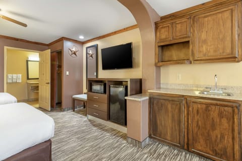 Standard Room, 2 Double Beds, Non Smoking, Refrigerator & Microwave (with Sofabed;Oversized Room) | Desk, laptop workspace, iron/ironing board, Internet