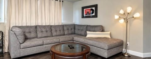 Downstairs living area with sofa bed