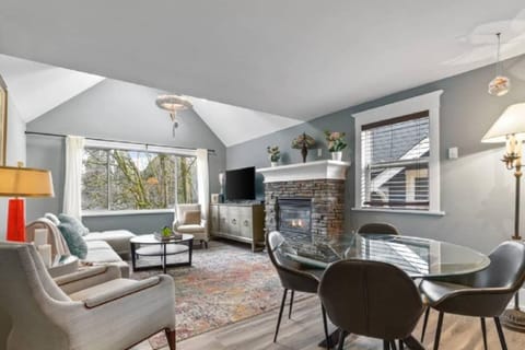 Dining space and fire place