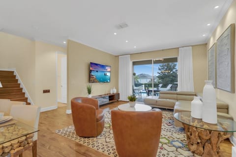 Bright living room with patio access