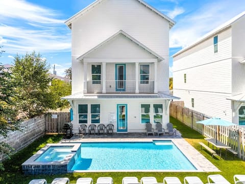 Welcome to Shellbelle, a stunning 9-bedroom luxury beach retreat in Miramar Beach sleeping 31 guests. Steps to the beach + FREE 6-seat golf cart. Enjoy a heated pool & waterfall spa and 3 game rooms!