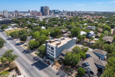 A stunning aerial glimpse of the property and surrounding neighborhood