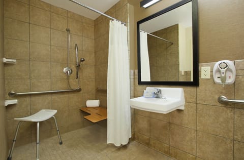 Standard Room, 1 King Bed with Sofa bed (Mobility Accessible, Roll-in Shower) | Bathroom | Free toiletries, hair dryer, towels, soap