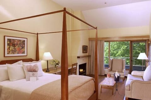 Premium Fireplace Lakeview | Premium bedding, individually furnished, desk, blackout drapes