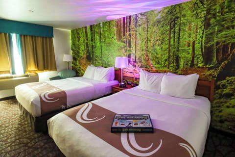 Premium bedding, desk, blackout drapes, iron/ironing board