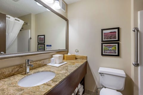 Suite, 1 Queen Bed, Non Smoking | Bathroom | Combined shower/tub, free toiletries, hair dryer, towels