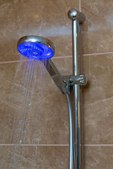 Eco-friendly toiletries, hair dryer, towels