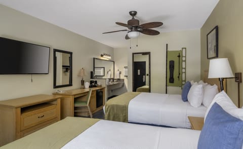 Room, 2 Double Beds | In-room safe, desk, laptop workspace, iron/ironing board