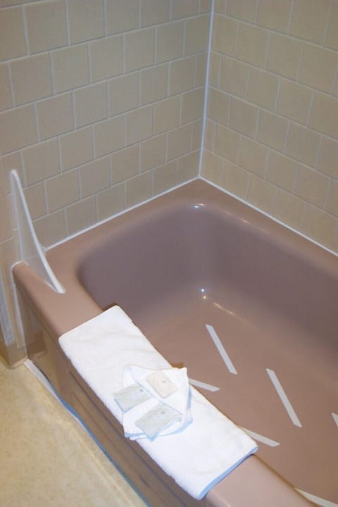Separate tub and shower, hair dryer