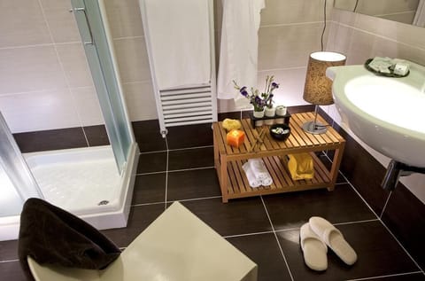 Shower, free toiletries, hair dryer, bidet