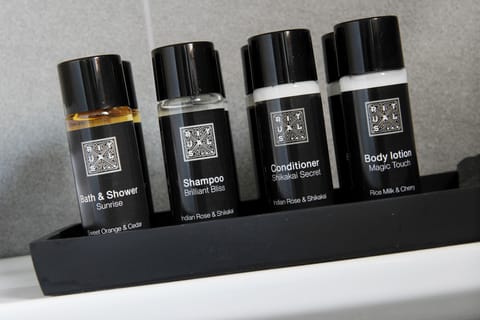 Free toiletries, hair dryer, towels