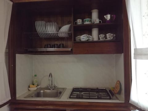 Stovetop, highchair, cookware/dishes/utensils, cleaning supplies