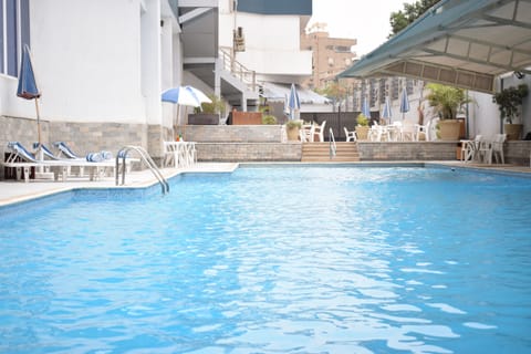 Outdoor pool, sun loungers