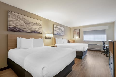 Standard Room, 2 Queen Beds, Non Smoking, Refrigerator & Microwave | In-room safe, desk, blackout drapes, iron/ironing board