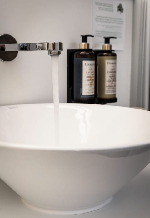 Shower, free toiletries, hair dryer, bathrobes