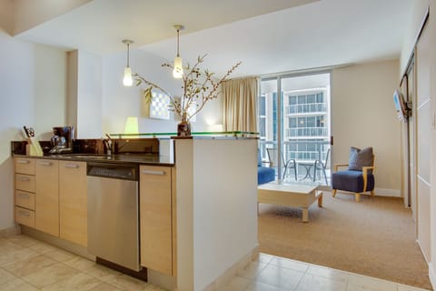 Microwave, coffee/tea maker, electric kettle, toaster