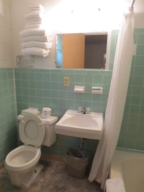 Combined shower/tub, free toiletries, hair dryer, towels