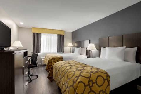 Double Room, 2 Double Beds | 1 bedroom, pillowtop beds, desk, blackout drapes
