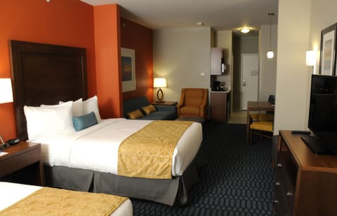 Premium bedding, pillowtop beds, blackout drapes, iron/ironing board