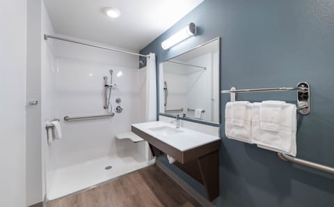 Room, 1 Queen Bed, Accessible, Non Smoking (Roll-in Shower) | Bathroom | Combined shower/tub, free toiletries, hair dryer, towels