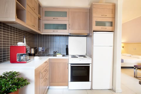 Apartment, 1 Bedroom, Sea View | Private kitchen | Full-size fridge, microwave, oven, stovetop