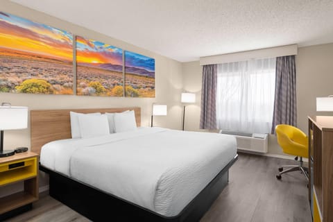 Room, 1 King Bed, Non Smoking | Desk, laptop workspace, blackout drapes, iron/ironing board