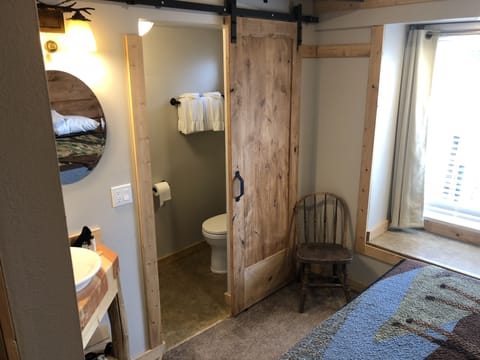 Motel, Gibbon Falls (108) - Queen, Full Bunk, (2) Private Baths, Shower, (2) TV's, MW, F | Bathroom | Free toiletries, towels