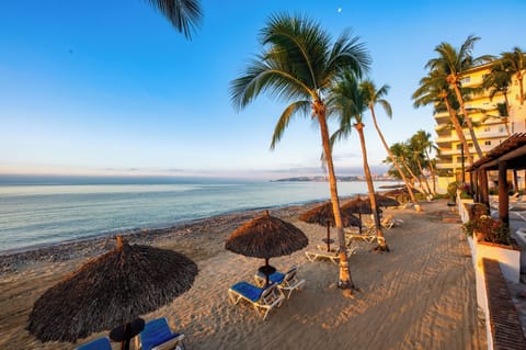 On the beach, beach umbrellas, beach towels
