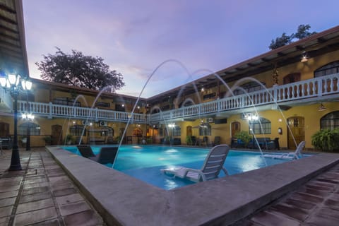 Outdoor pool, sun loungers
