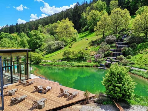 Indoor pool, outdoor pool, sun loungers
