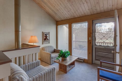 Standard Townhome, 2 Bedrooms, Non Smoking | Living area | 50-inch TV with cable channels, fireplace, books