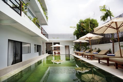 Outdoor pool, sun loungers