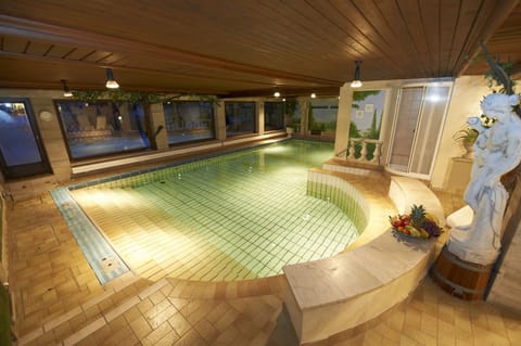 Indoor pool, open 7:00 AM to 8:00 PM, sun loungers
